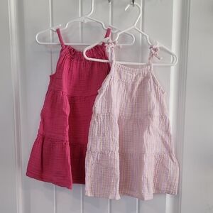 Pink and Striped Tiered Dresses